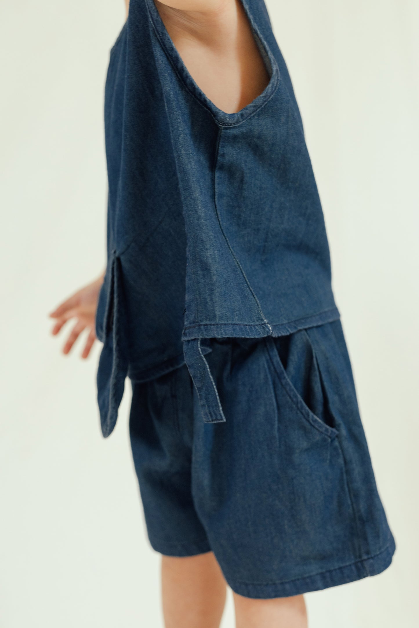 Edgy Denim Vest & Shorts Set