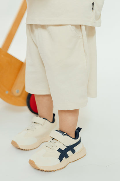 Beige Brown Zip Polo Set