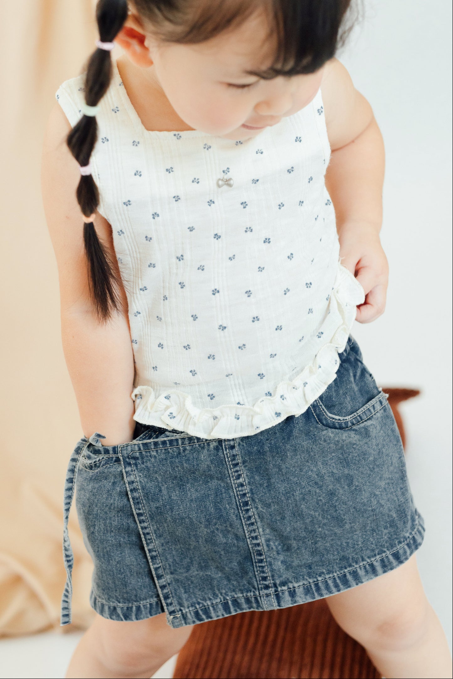 Cross Tie Denim Skort