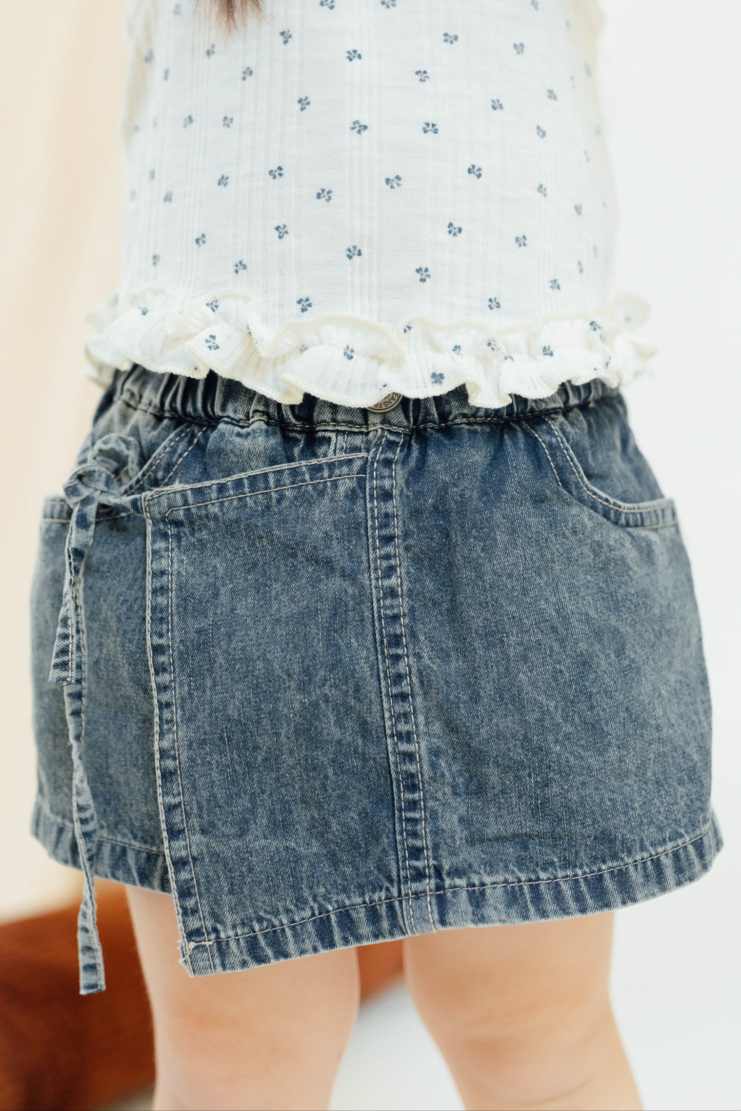 Cross Tie Denim Skort