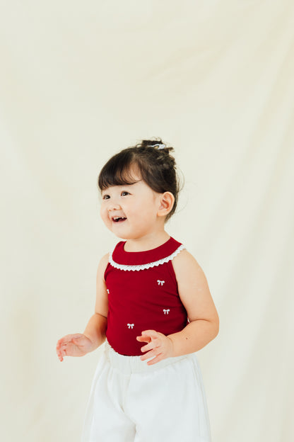 Ballet Bow Embroidered Top