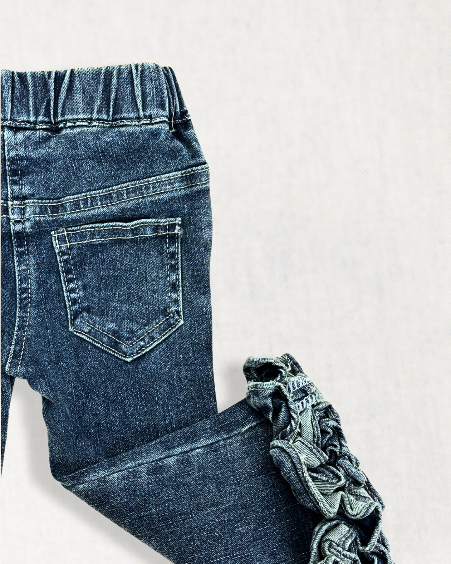 Swishy Ruffle Flare Denim Pants