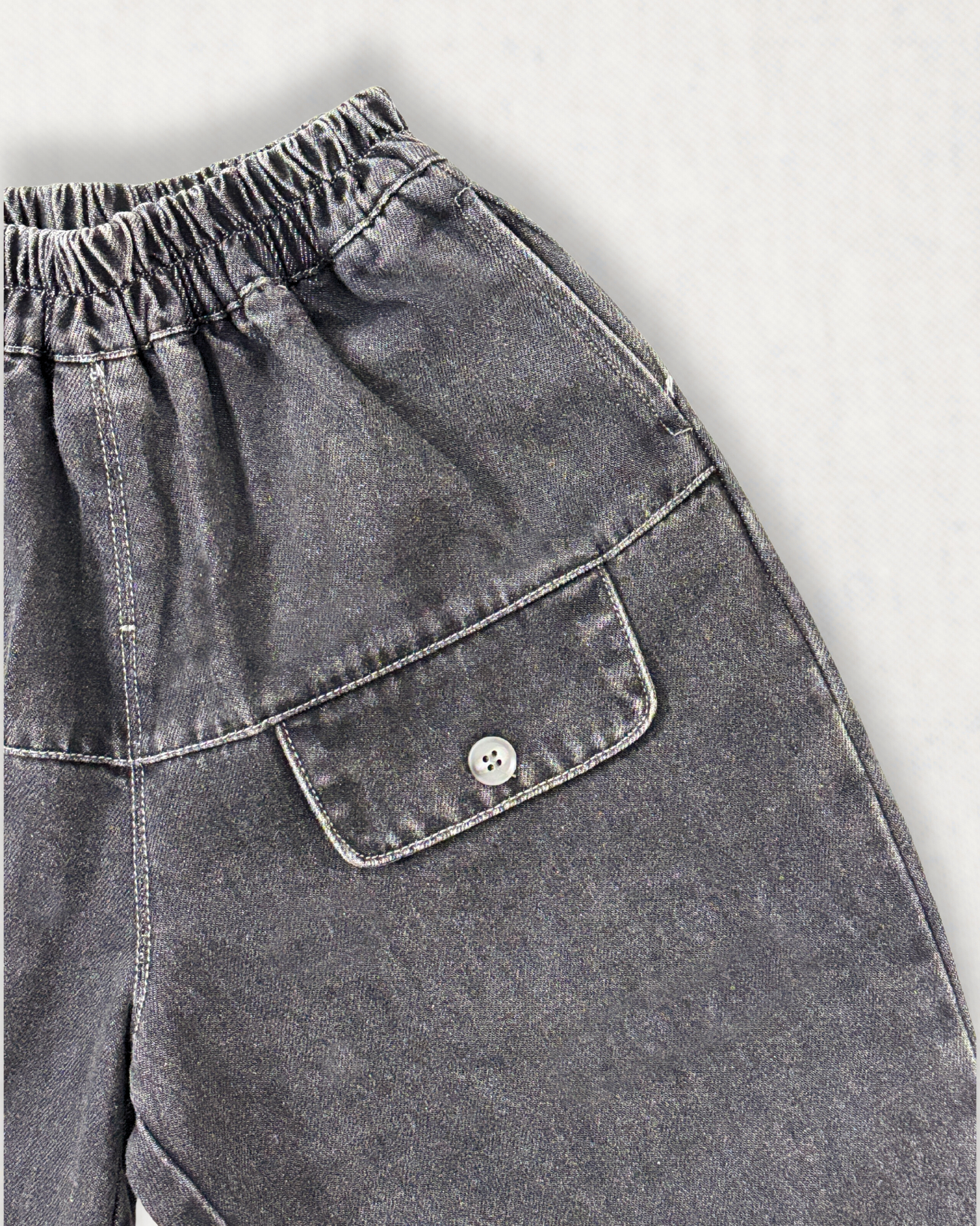 Charcoal Washed Wide-Leg Denim Pants