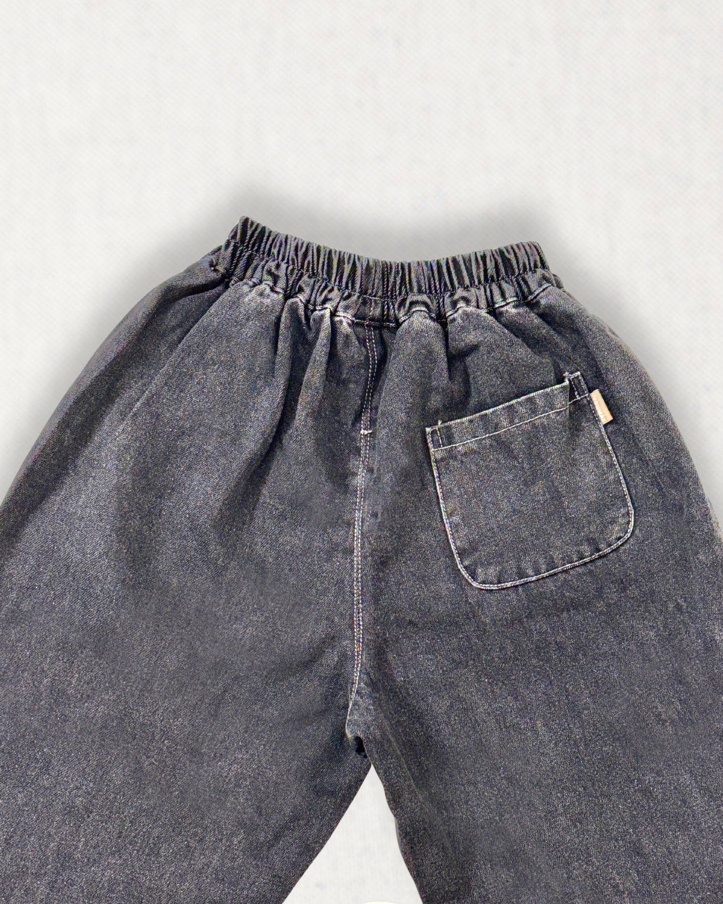 Charcoal Washed Wide-Leg Denim Pants